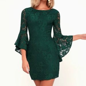 Lulu's Allure 'Em Flounce Sleeve Lace Dress